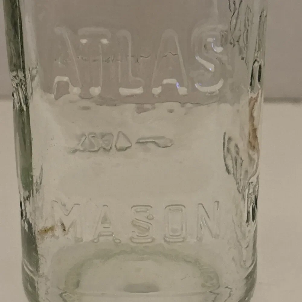 Atlas Mason Clear Glass Jar Pint Hazel-Atlas Glass Company 1910s-1950s NO LID